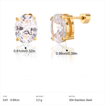 Celestial Stud Earrings — Oval Cut Solitaire Stud · Gold