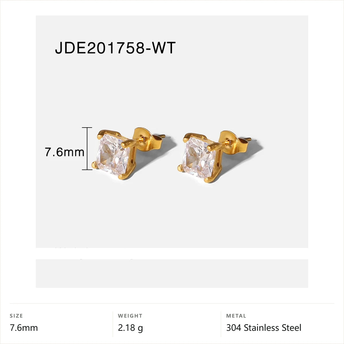 Celestial Stud Earrings — Square Princess Studs · Gold