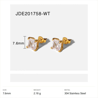 Celestial Stud Earrings — Square Princess Studs · Gold