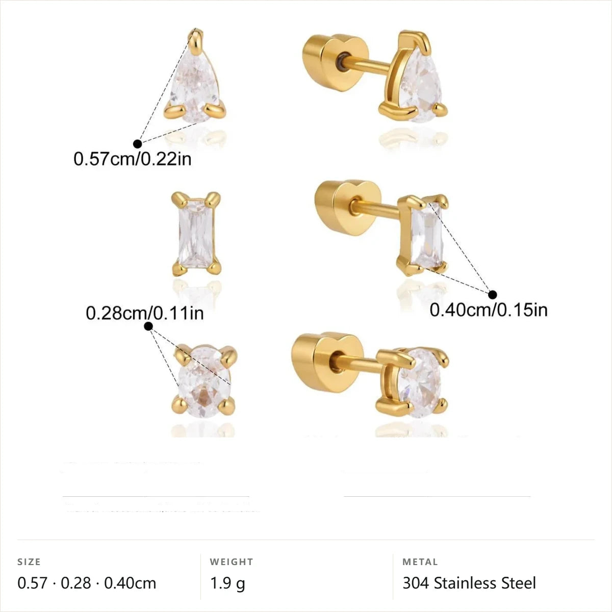 Celestial Stud Earrings — Mixed Cut Trio Studs Sets · Gold