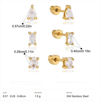 Celestial Stud Earrings — Mixed Cut Trio Studs Sets · Gold
