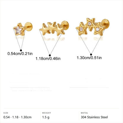 Celestial Stud Earrings — Triple Star Studs Sets · Gold