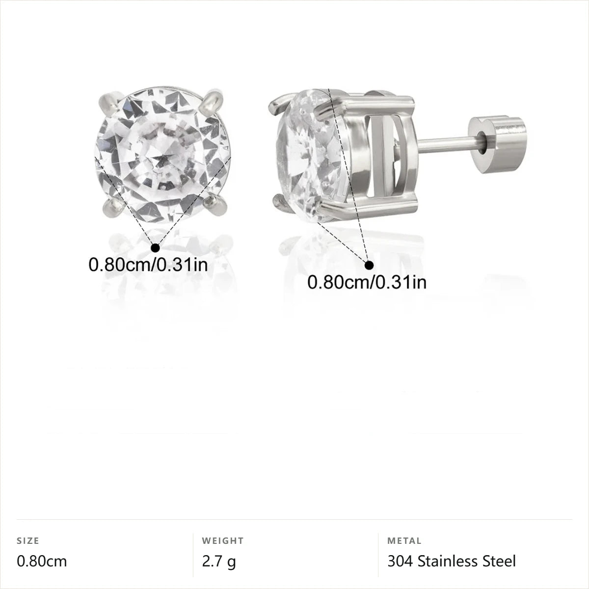 Celestial Stud Earrings — Round Solitaire Studs · Silver
