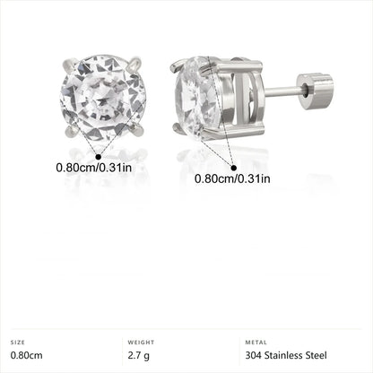 Celestial Stud Earrings — Round Solitaire Studs · Silver