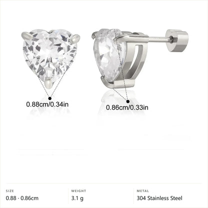Celestial Stud Earrings — Heart Cut Solitaire Stud · Silver