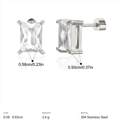 Celestial Stud Earrings — Princess Cut Solitaire Stud · Silver