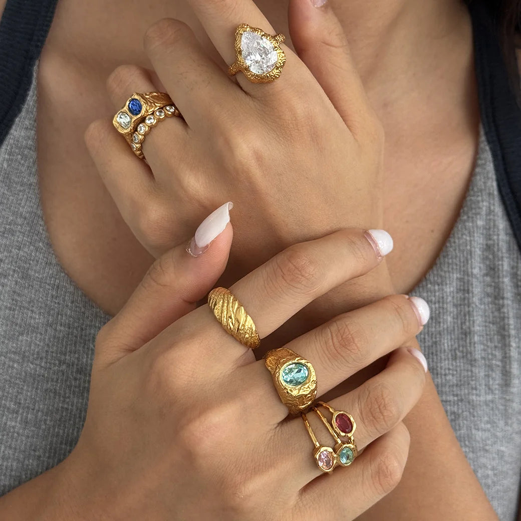 Vintage Chunky Birthstone Ring — view 4