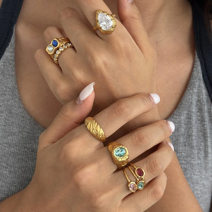 Vintage Chunky Birthstone Ring — view 4