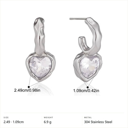 Chunky Heart Pear Drop Earrings — Silver Heart Drop · Silver