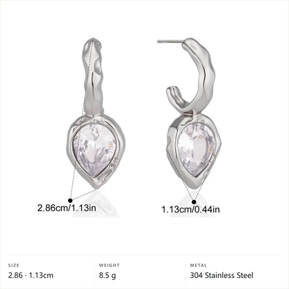 Chunky Heart Pear Drop Earrings — Silver Pear Drop · Silver
