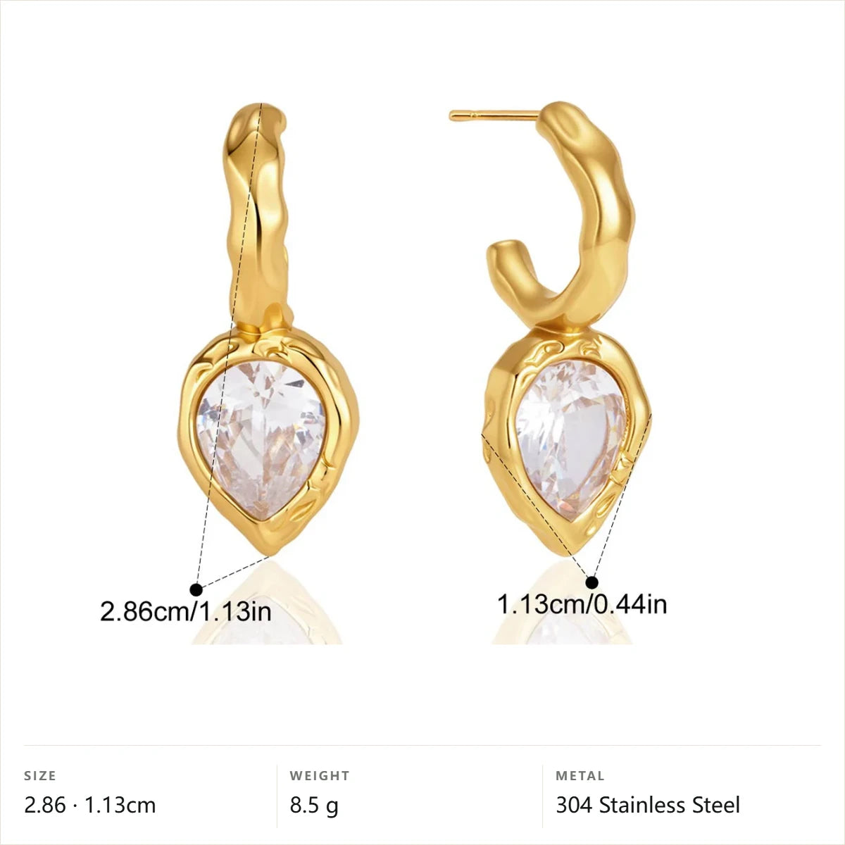 Chunky Heart Pear Drop Earrings — Gold Pear Drop · Gold