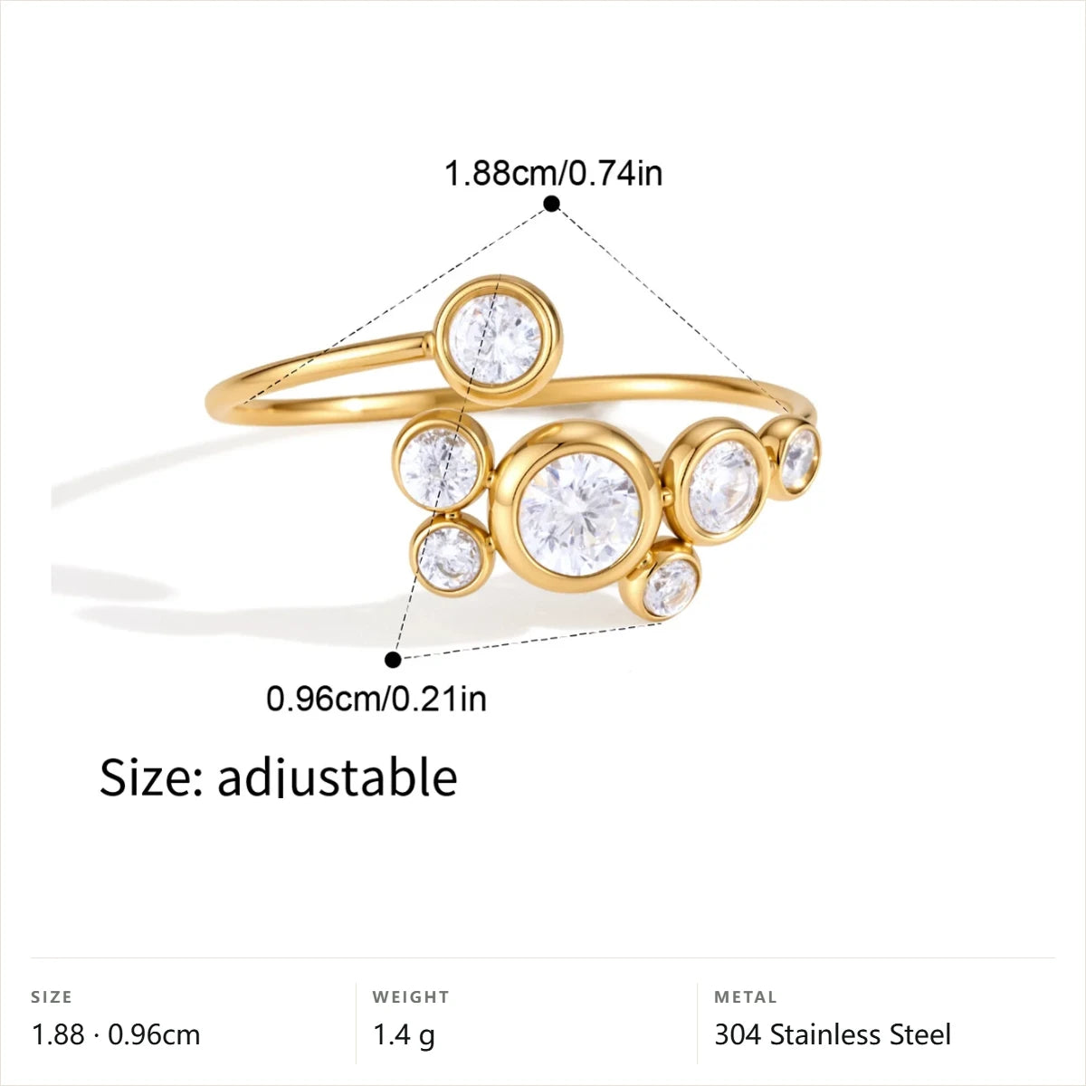 Birthstone Bubble Cluster Ring — Clear Bubble Cluster · Gold