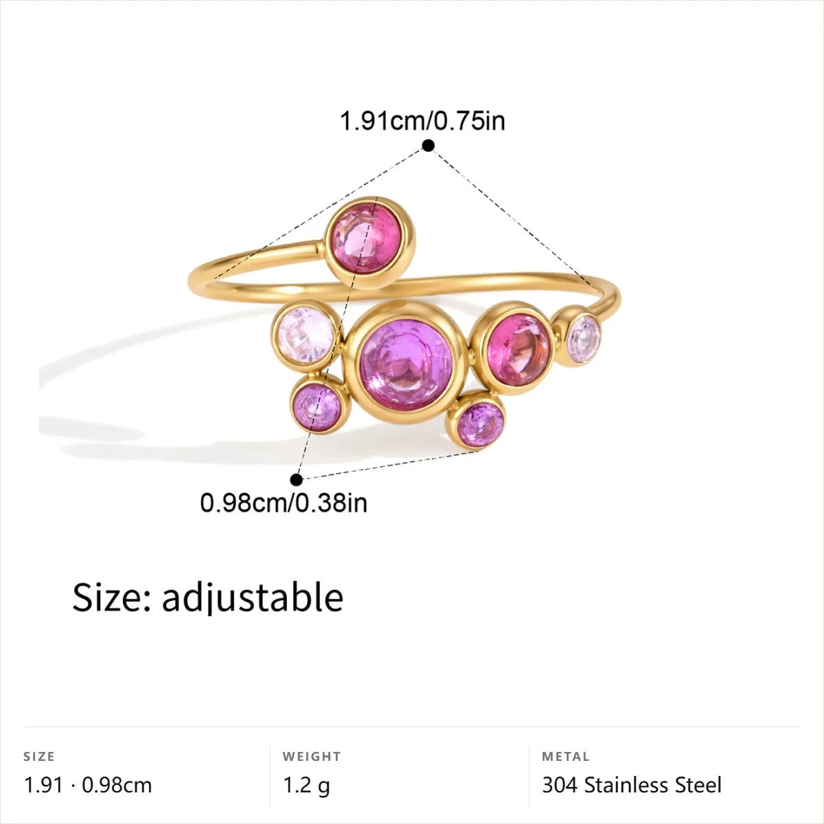 Birthstone Bubble Cluster Ring — Pink Bubble Cluster · Gold