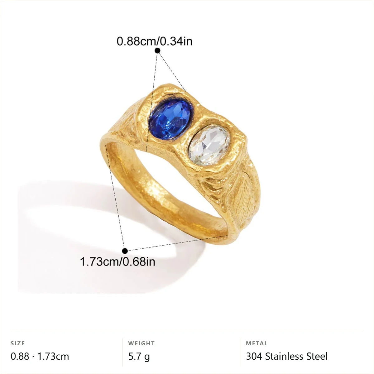 Vintage Chunky Birthstone Ring — Twin Stone Signet · Gold · 7