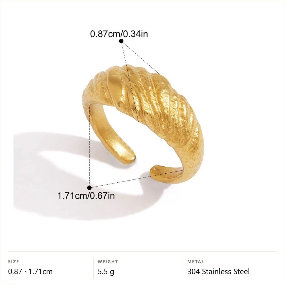 Vintage Chunky Birthstone Ring — Twisted Open Band · Gold · -