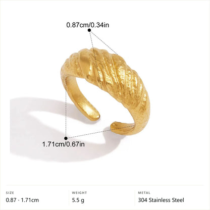 Vintage Chunky Birthstone Ring — Twisted Open Band · Gold · -