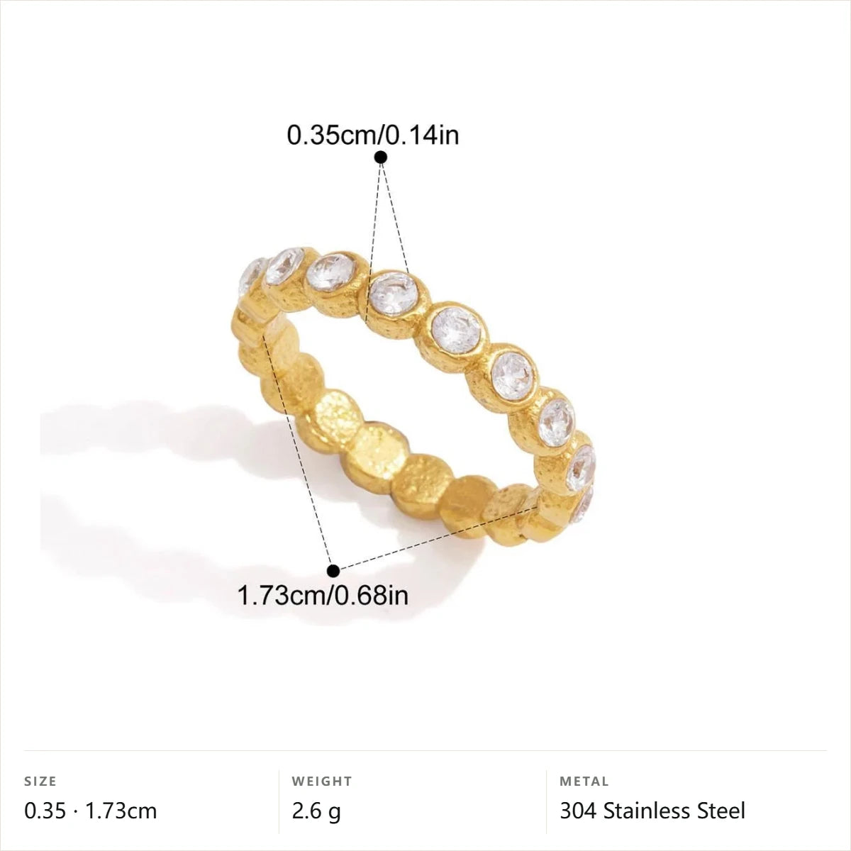 Vintage Chunky Birthstone Ring — Bezel Eternity Band Seven · Gold · 7