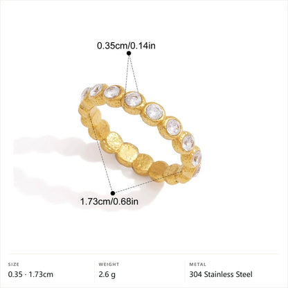Vintage Chunky Birthstone Ring — Bezel Eternity Band Seven · Gold · 7