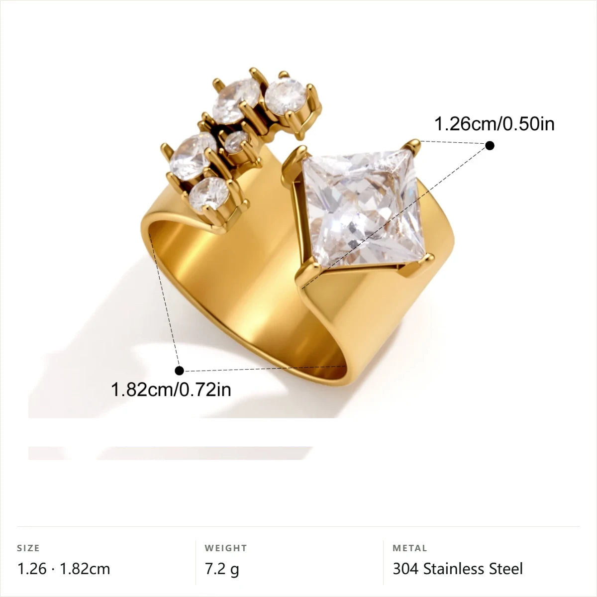 Chunky Vintage Cluster Ring — Princess Round Cluster · Gold
