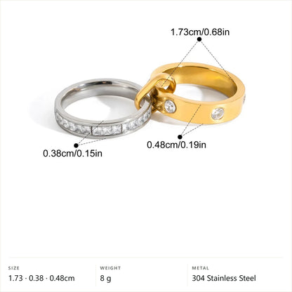 Chunky Pavé Wave Ring — Interlocked Two Tone Band · Two Tone