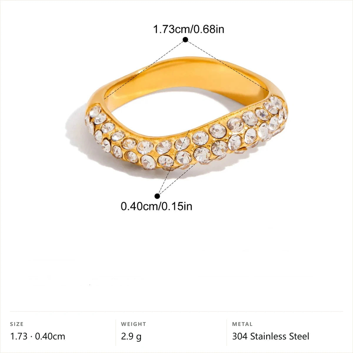 Chunky Pavé Wave Ring — Pavé Wave Band · Gold