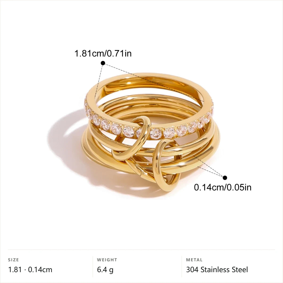 Chunky Pavé Wave Ring — Interlaced Pavé Bands · Gold