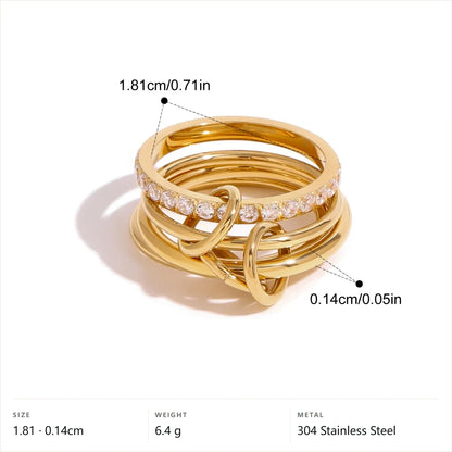 Chunky Pavé Wave Ring — Interlaced Pavé Bands · Gold