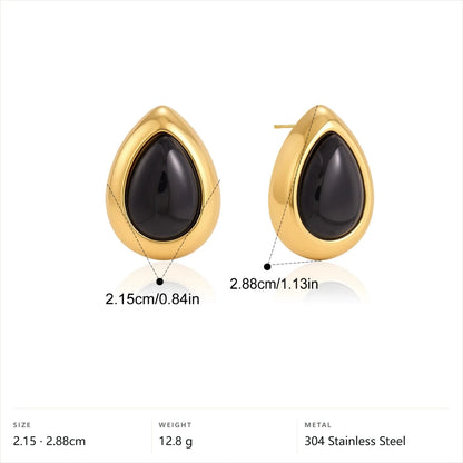 Teardrop Resin Earrings — Teardrop Black Earrings · Gold