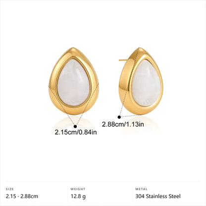 Teardrop Resin Earrings — Teardrop White Earrings · Gold