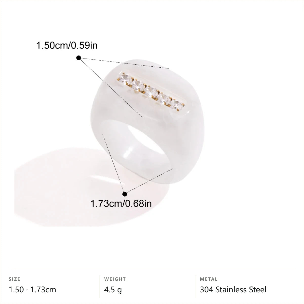 Wide Enamel Band Ring — Resin Band · Gold · 7