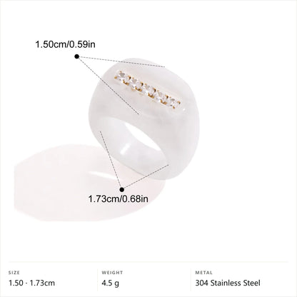 Wide Enamel Band Ring — Resin Band · Gold · 7