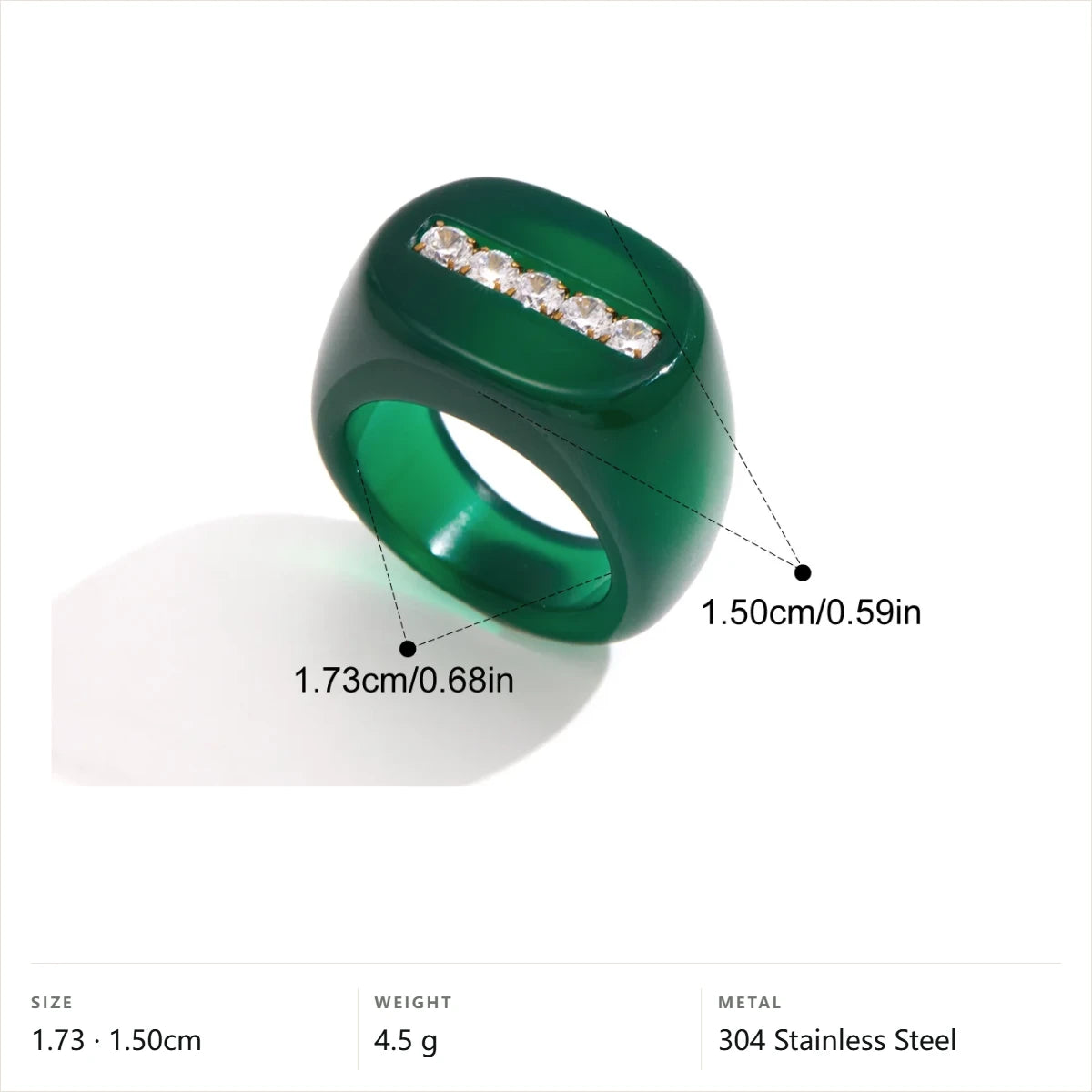Wide Enamel Band Ring — Resin Band · Gold · 7