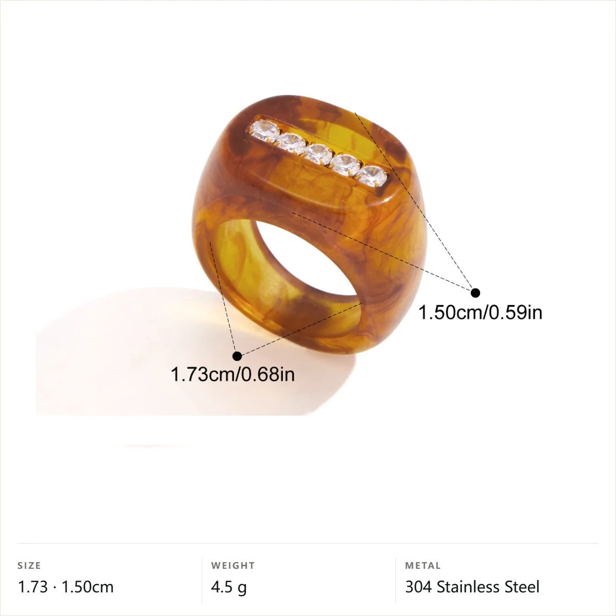 Wide Enamel Band Ring — Resin Band · Gold · 7