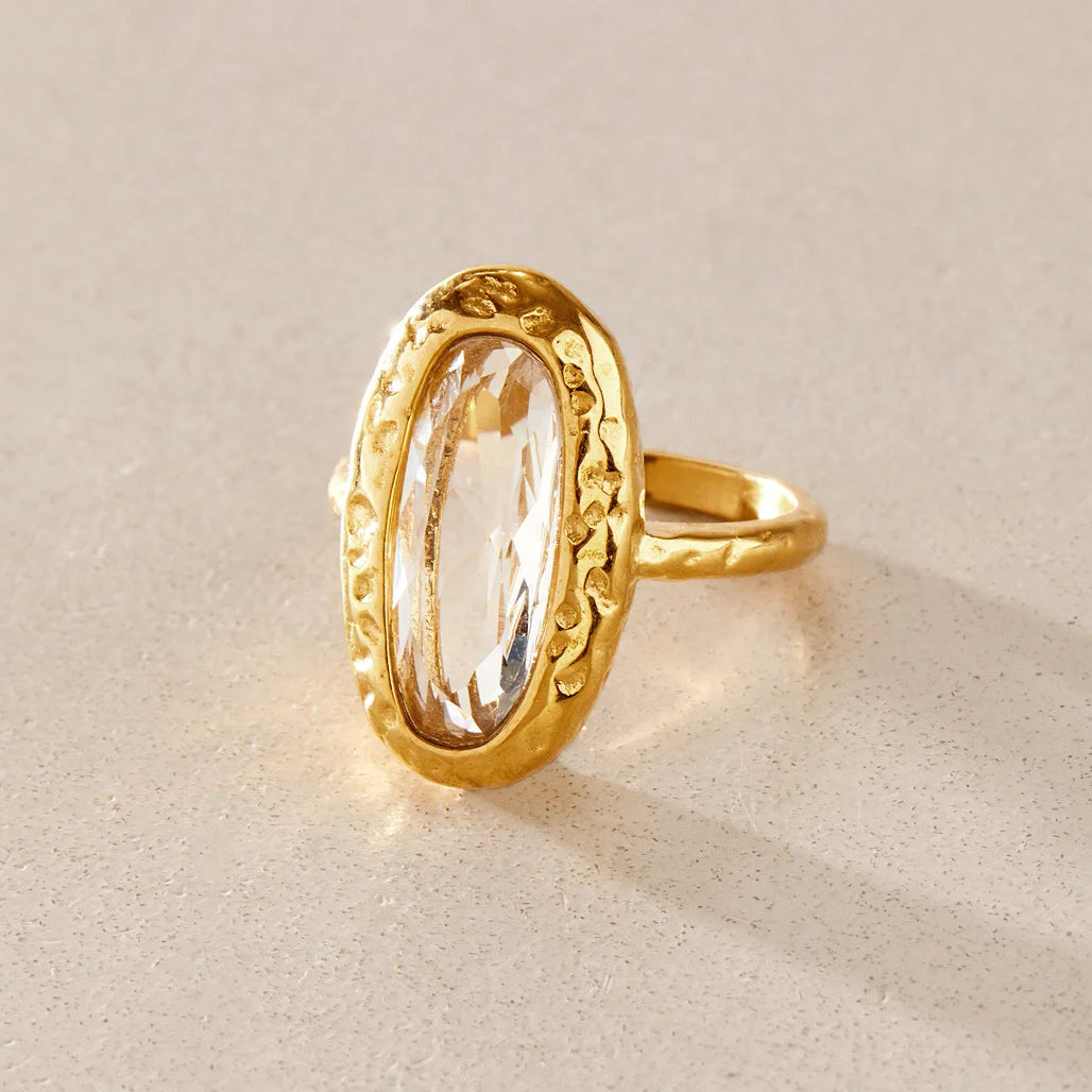 Vintage Hammered Oval Ring — view 5