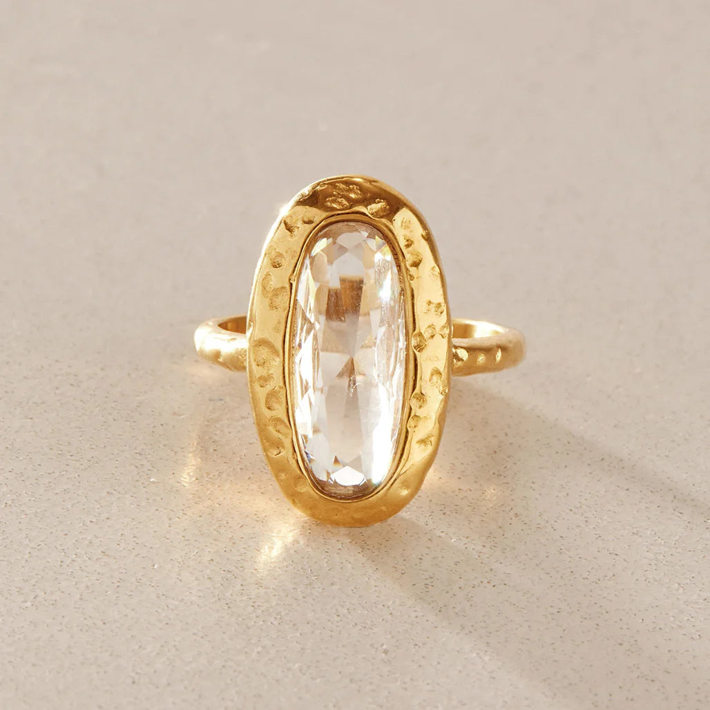 Vintage Hammered Oval Ring — view 2