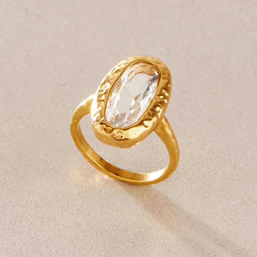 Vintage Hammered Oval Ring — view 3