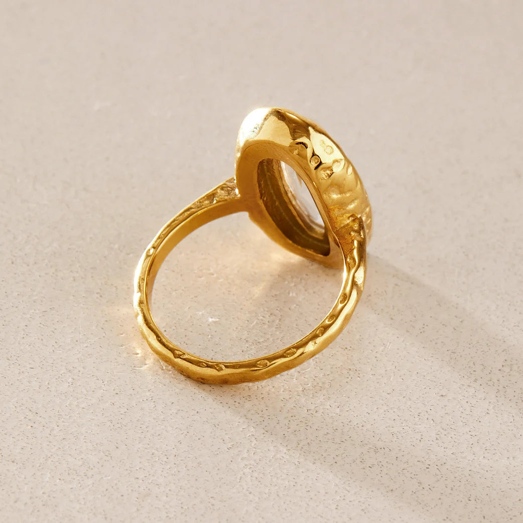 Vintage Hammered Oval Ring — view 4