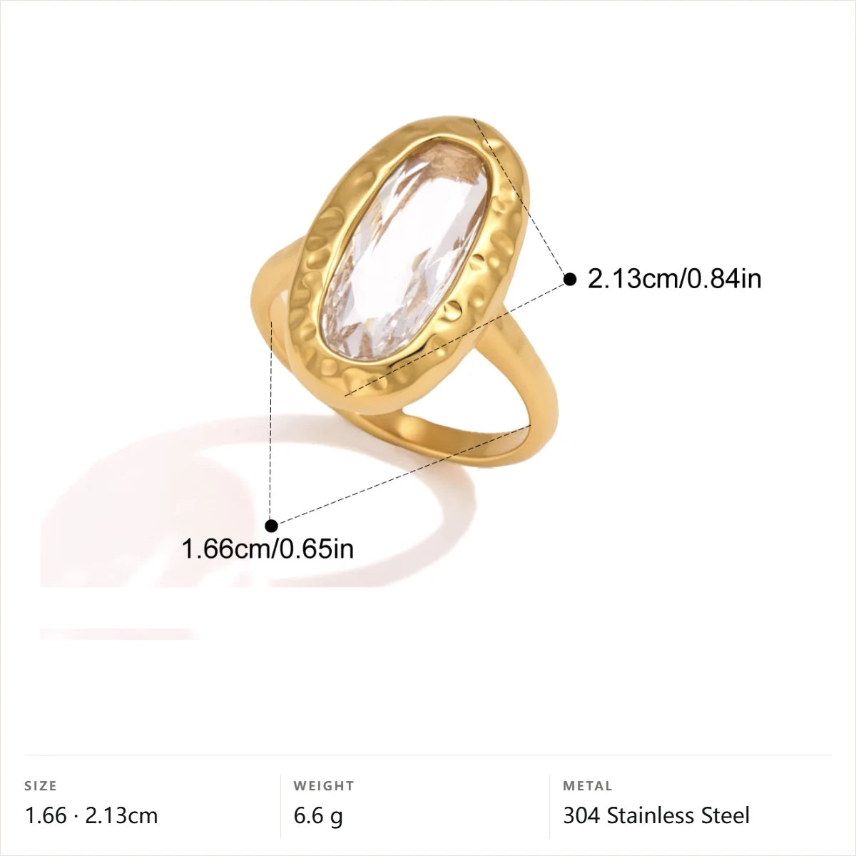 Vintage Hammered Oval Ring — Oval Hammered · Gold · 6