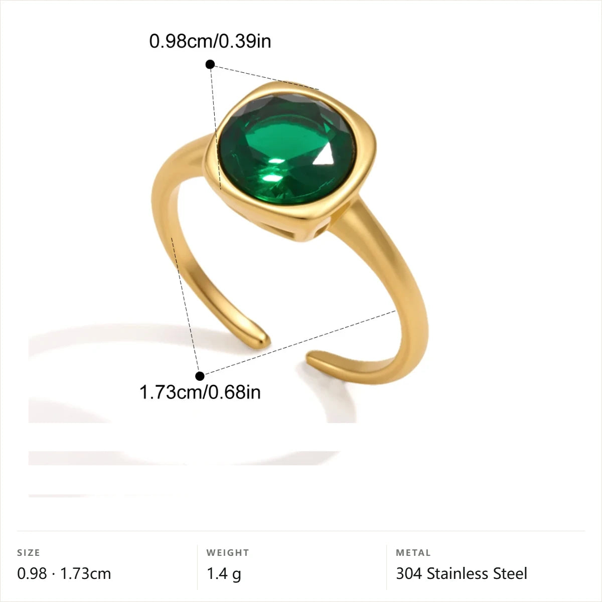 Cushion Bezel Ring — Cushion Bezel Open Cuff · Gold · -