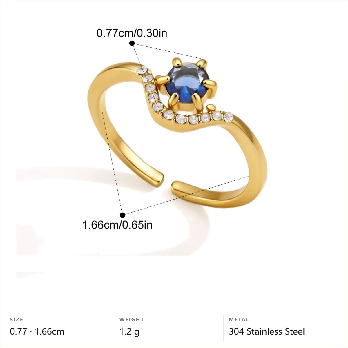 Cushion Bezel Ring — Wave Pavé Prong Band · Gold · -