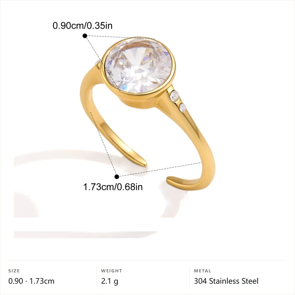 Cushion Bezel Ring — Round Bezel · Gold · -