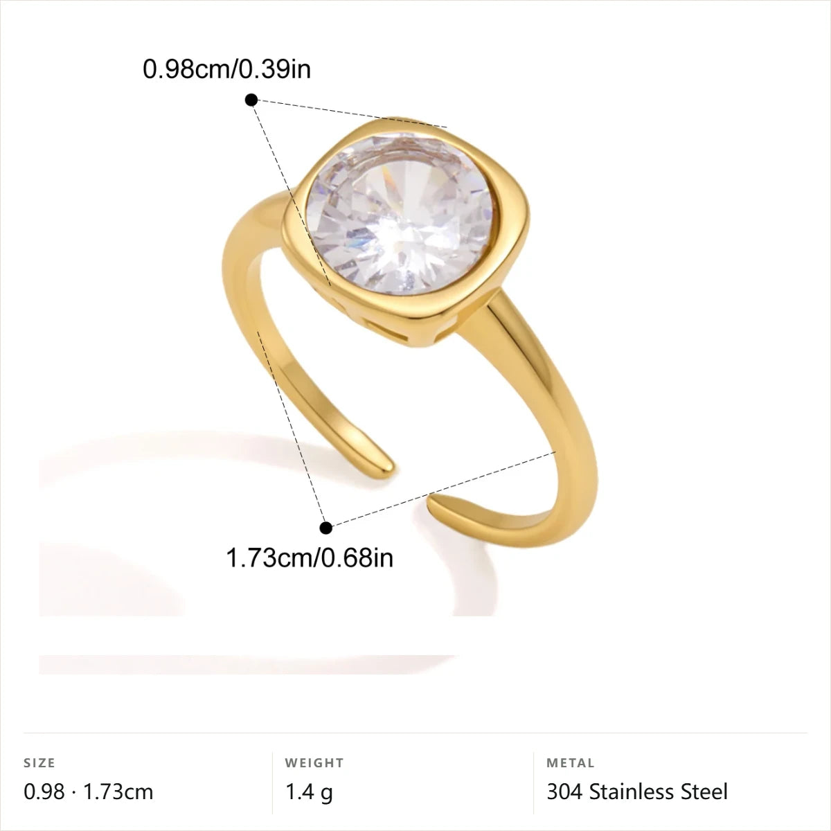 Cushion Bezel Ring — Cushion Bezel · Gold · -