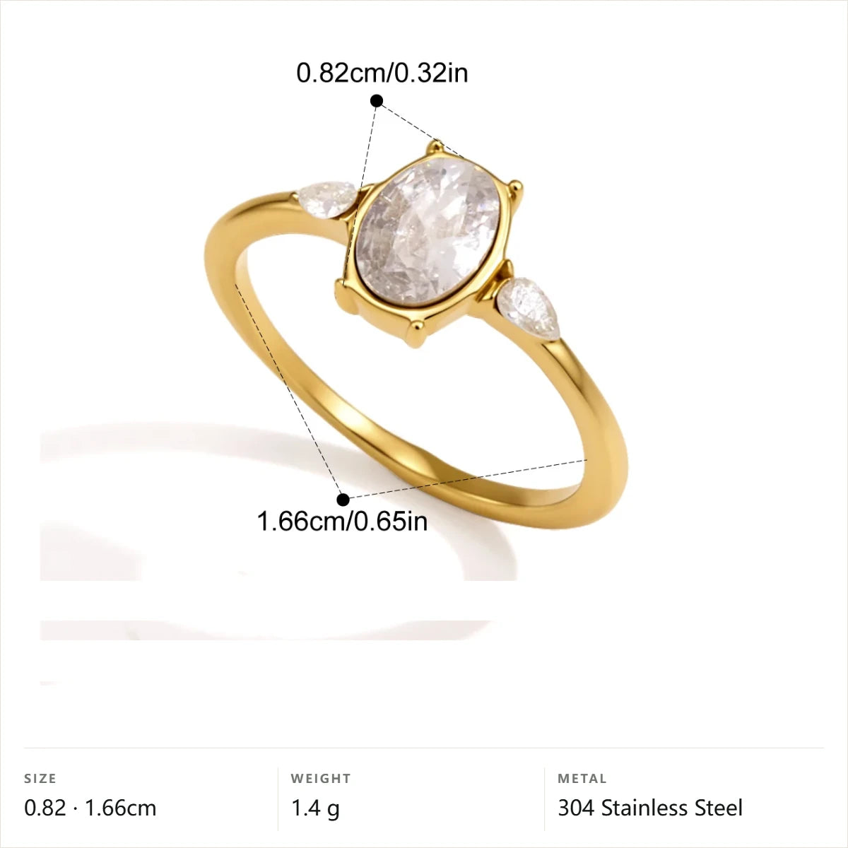 Cushion Bezel Ring — Oval Trio Petite · Gold · 6