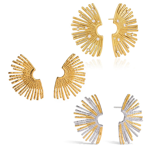Hammered Sunburst Fan Earring