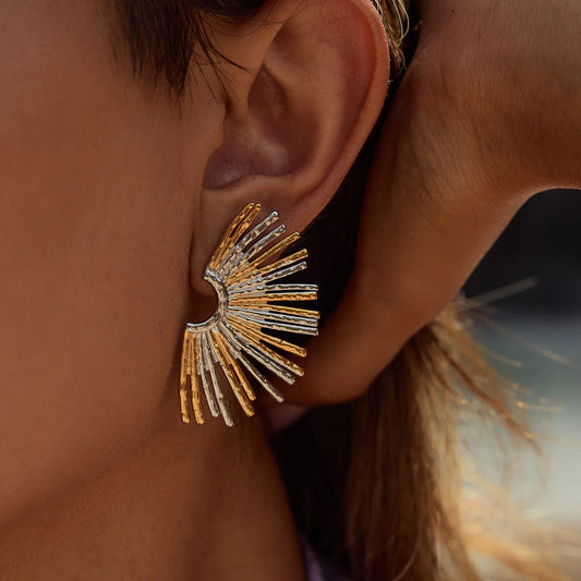 Hammered Sunburst Fan Earring — view 2