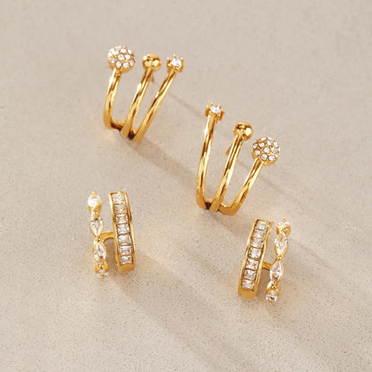 Double Row Marquise Hoop Earrings — view 4