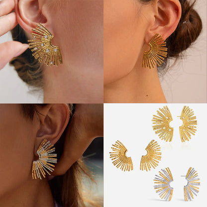 Hammered Sunburst Fan Earring — view 4