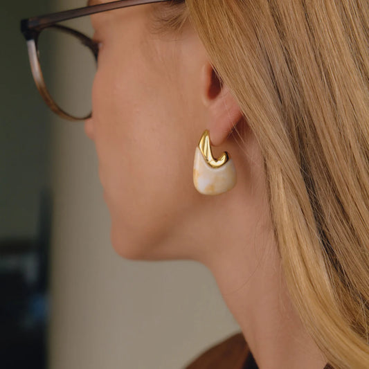Two-Tone Resin Chunky Hoop Earrings — view 3