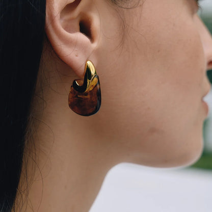 Two-Tone Resin Chunky Hoop Earrings — view 2