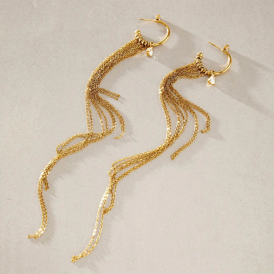 Double Chain Tassel Drop Earrings